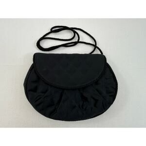 Vintage 1980s Jay Herbert Black Satin Quilted Evening Bag| Prom Cocktail Formal